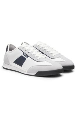 Low-top trainers with structured trims, White