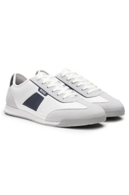 Low-top trainers with structured trims, White