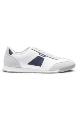 Low-top trainers with structured trims, White