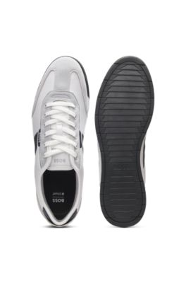 Low-top trainers with structured trims, White