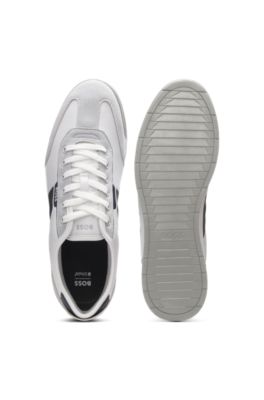Low-top trainers with structured trims, White