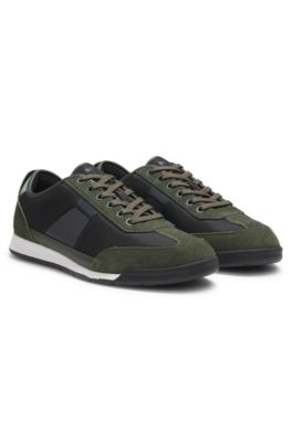 Low-top trainers with structured trims, Light Green