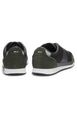 Low-top trainers with structured trims, Light Green