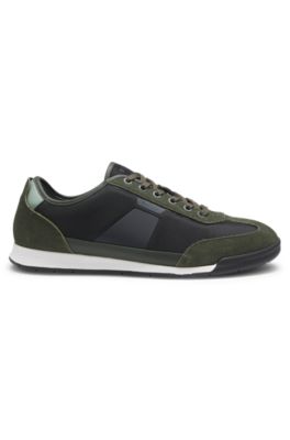 Low-top trainers with structured trims, Light Green