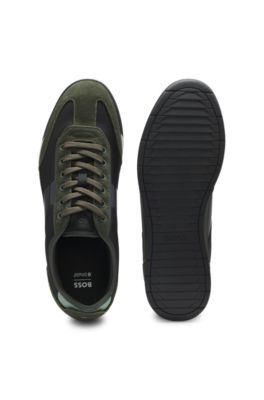 Low-top trainers with structured trims, Light Green