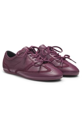Deportivas de piel de napa con ribetes de ante, P&uacute;rpura oscuro