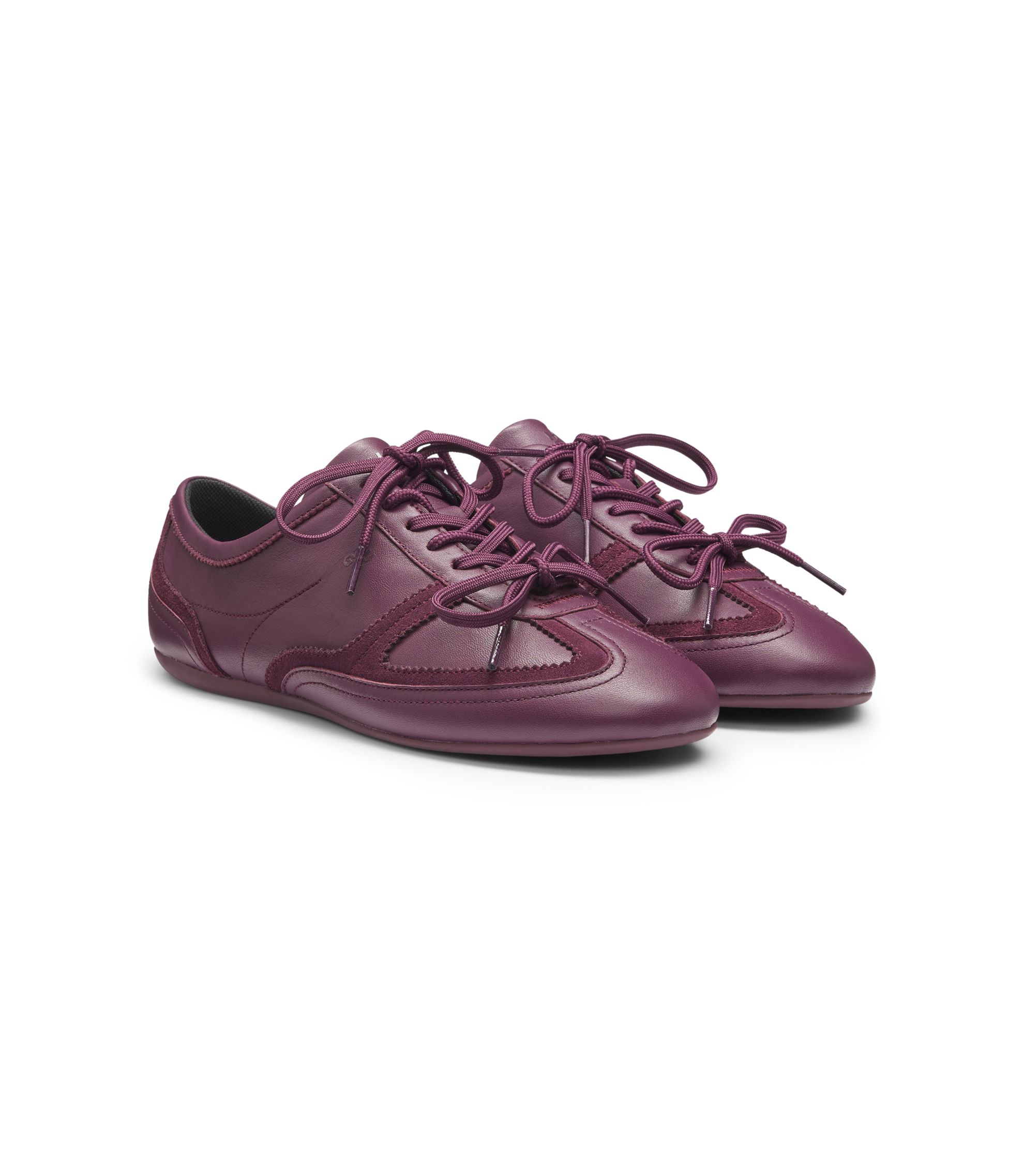 HUGO - Suede-trim trainers in nappa leather - Dark Purple