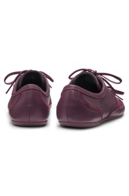 Suede-trim trainers in nappa leather, Dark Purple