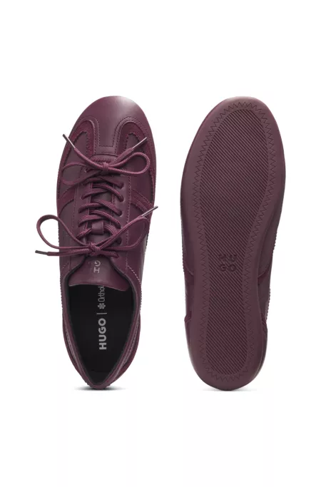 Suede-trim trainers in nappa leather