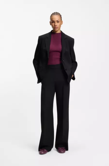 Suede-trim trainers in nappa leather