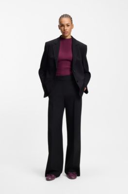 Suede-trim trainers in nappa leather, Dark Purple