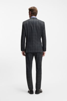 Veste de costume Slim en laine &agrave; carreaux BECKHAM&nbsp;x&nbsp;BOSS, Gris sombre