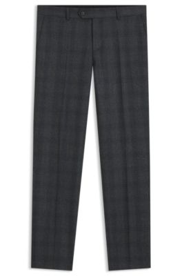 BECKHAM x BOSS trousers in checked virgin wool, Dark Grey