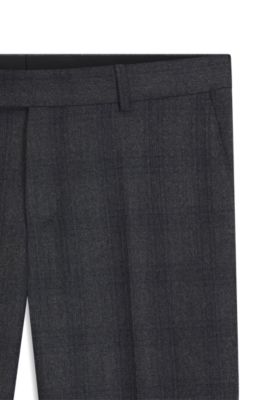 BECKHAM x BOSS trousers in checked virgin wool, Dark Grey