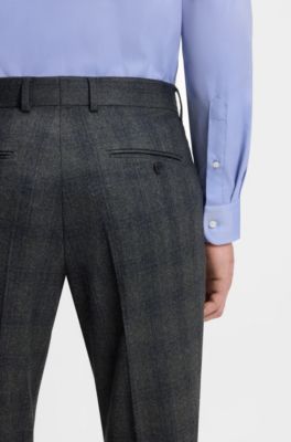 BECKHAM x BOSS trousers in checked virgin wool, Dark Grey