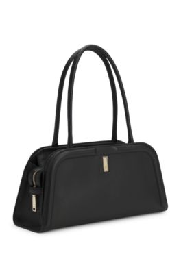 Leather bowling bag with Double B monogram, Black