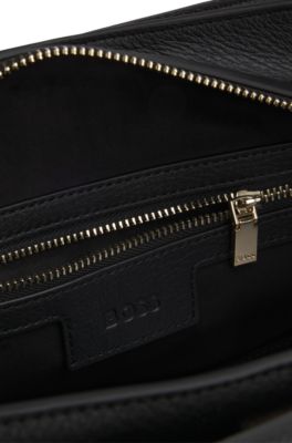 Leather bowling bag with Double B monogram, Black