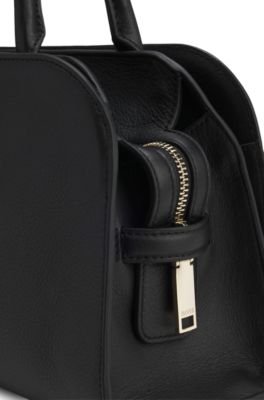 Leather bowling bag with Double B monogram, Black