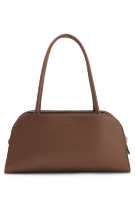 Leather bowling bag with Double B monogram, Brown