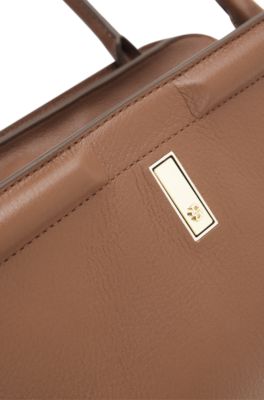 Leather bowling bag with Double B monogram, Brown