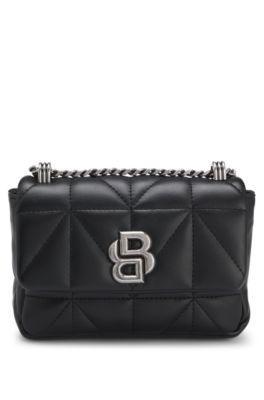 Petit sac &agrave; bandouli&egrave;re matelass&eacute; avec monogramme Double B, Noir