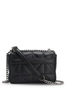 Bolso bandolera guateado peque&ntilde;o con monograma Double&nbsp;B, Negro