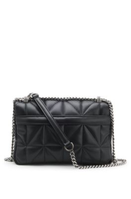 Bolso bandolera guateado con monograma Double&nbsp;B, Negro