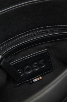 Bolso bandolera guateado con monograma Double&nbsp;B, Negro