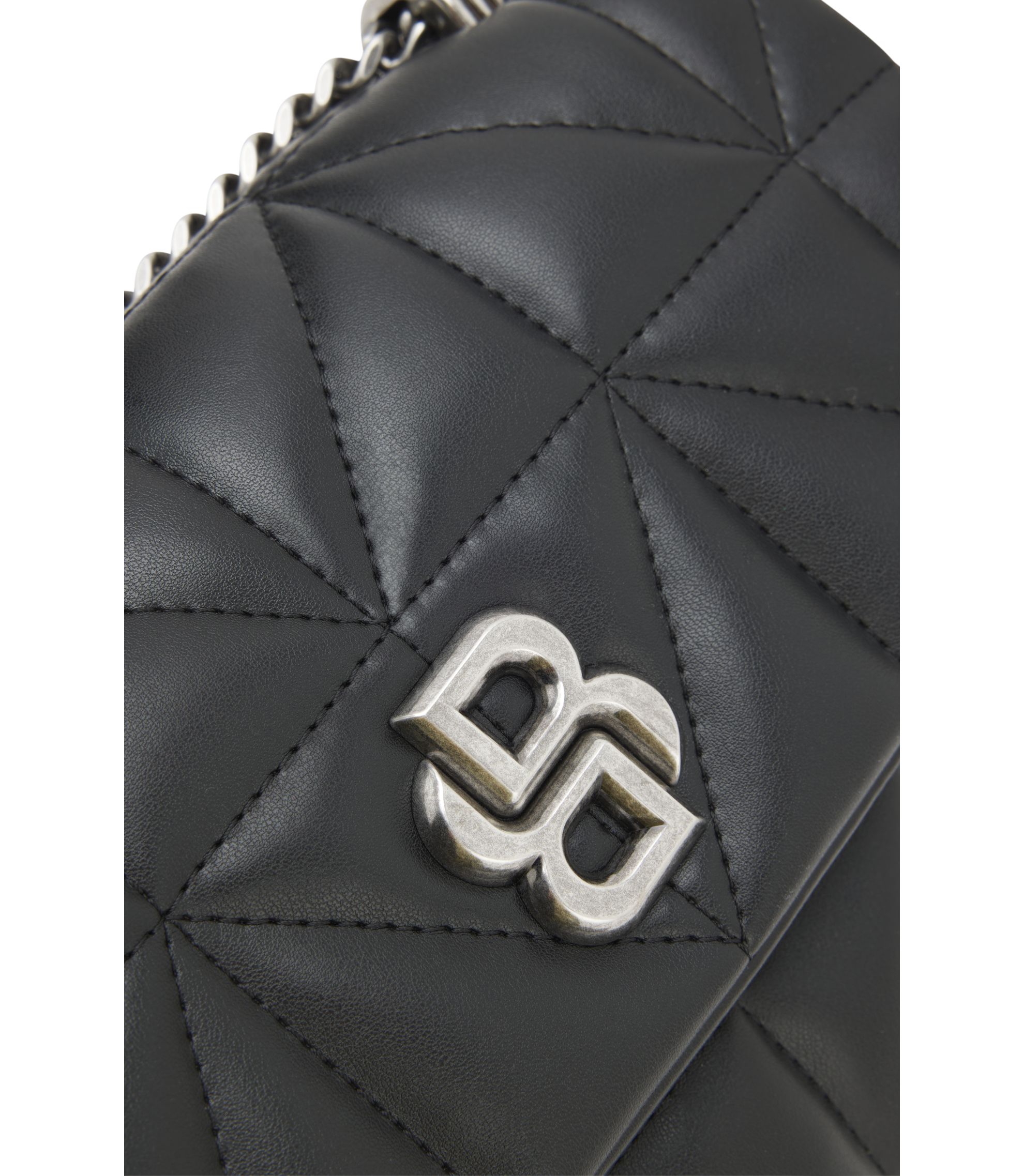 BOSS - Quilted shoulder bag with Double B monogram - Black