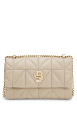 Bolso bandolera guateado con monograma Double&nbsp;B, Beige claro