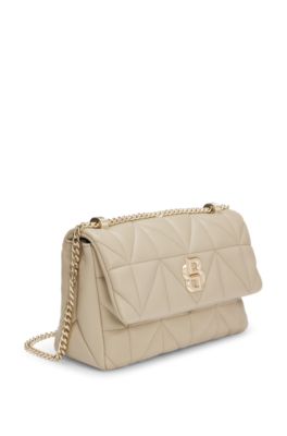 Bolso bandolera guateado con monograma Double&nbsp;B, Beige claro