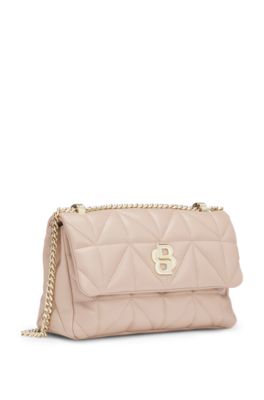 Bolso bandolera guateado con monograma Double&nbsp;B, Rojo claro