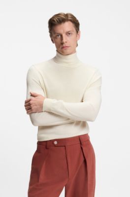 Jersey BECKHAM&nbsp;x&nbsp;BOSS de cuello vuelto de cashmere , Beige claro