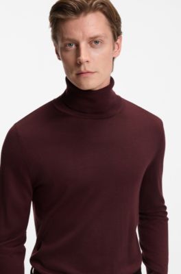BECKHAM x BOSS rollneck sweater in cashmere, Dark Red