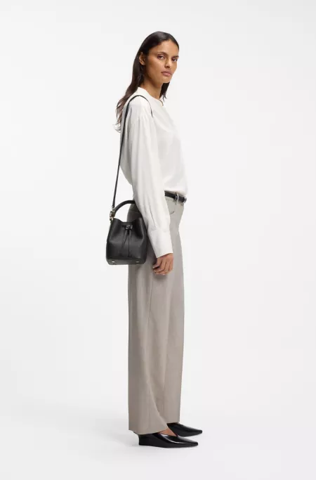 Logo-lettering bucket bag in leather