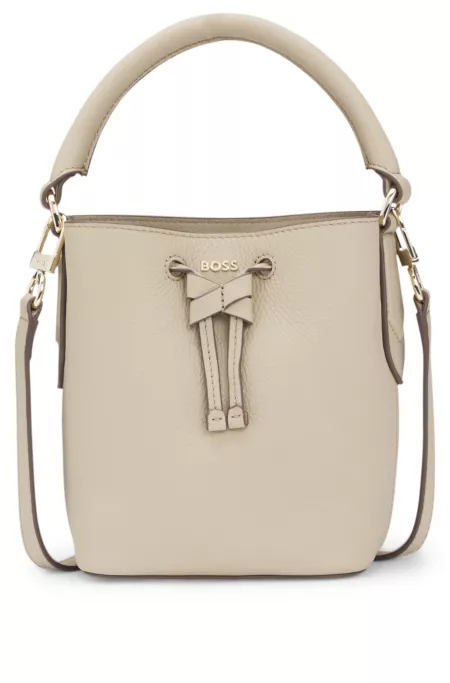 Logo-lettering bucket bag in leather