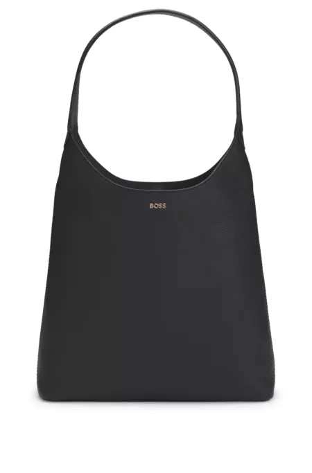 Logo-lettering hobo bag in leather