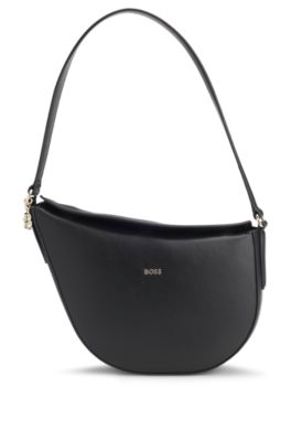 Bolso hobo con colgante de monograma Double&nbsp;B, Negro