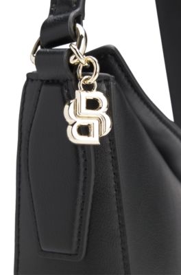 Sac hobo avec breloque monogramme Double B, Noir