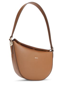 Hobo bag with Double B monogram charm, Brown