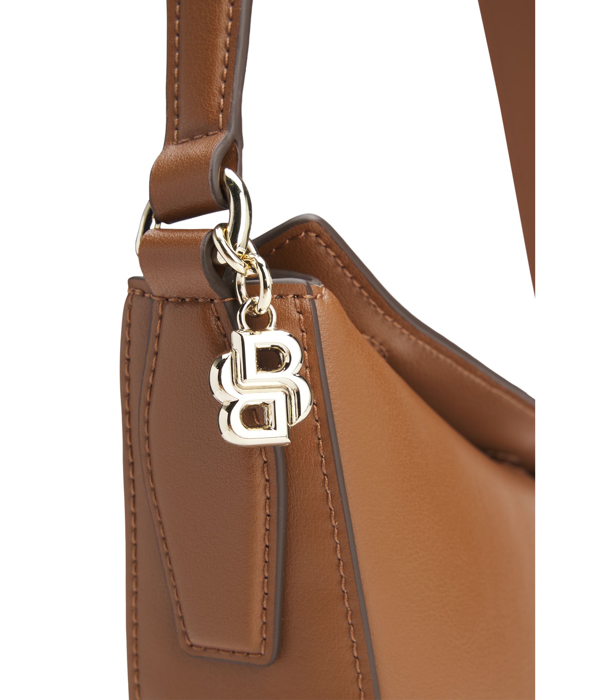 BOSS - Hobo bag with Double B monogram charm - Brown