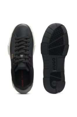 Deportivas de piel sint&eacute;tica con detalles de zigzag, Negro