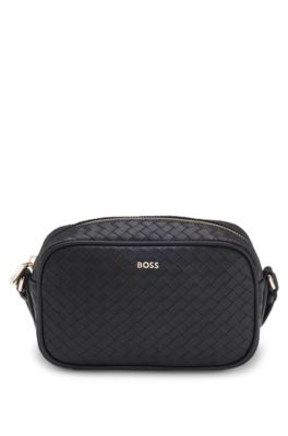 Crossbody bag with square print, Black