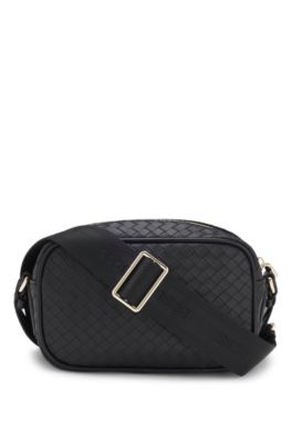 Sac port&eacute; crois&eacute; &agrave; imprim&eacute; carr&eacute;, Noir