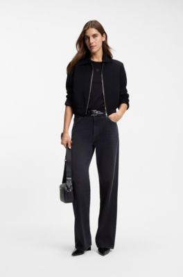 Crossbody bag with square print, Black