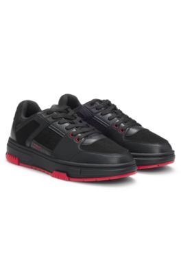 Trainers with mesh and faux leather, Black