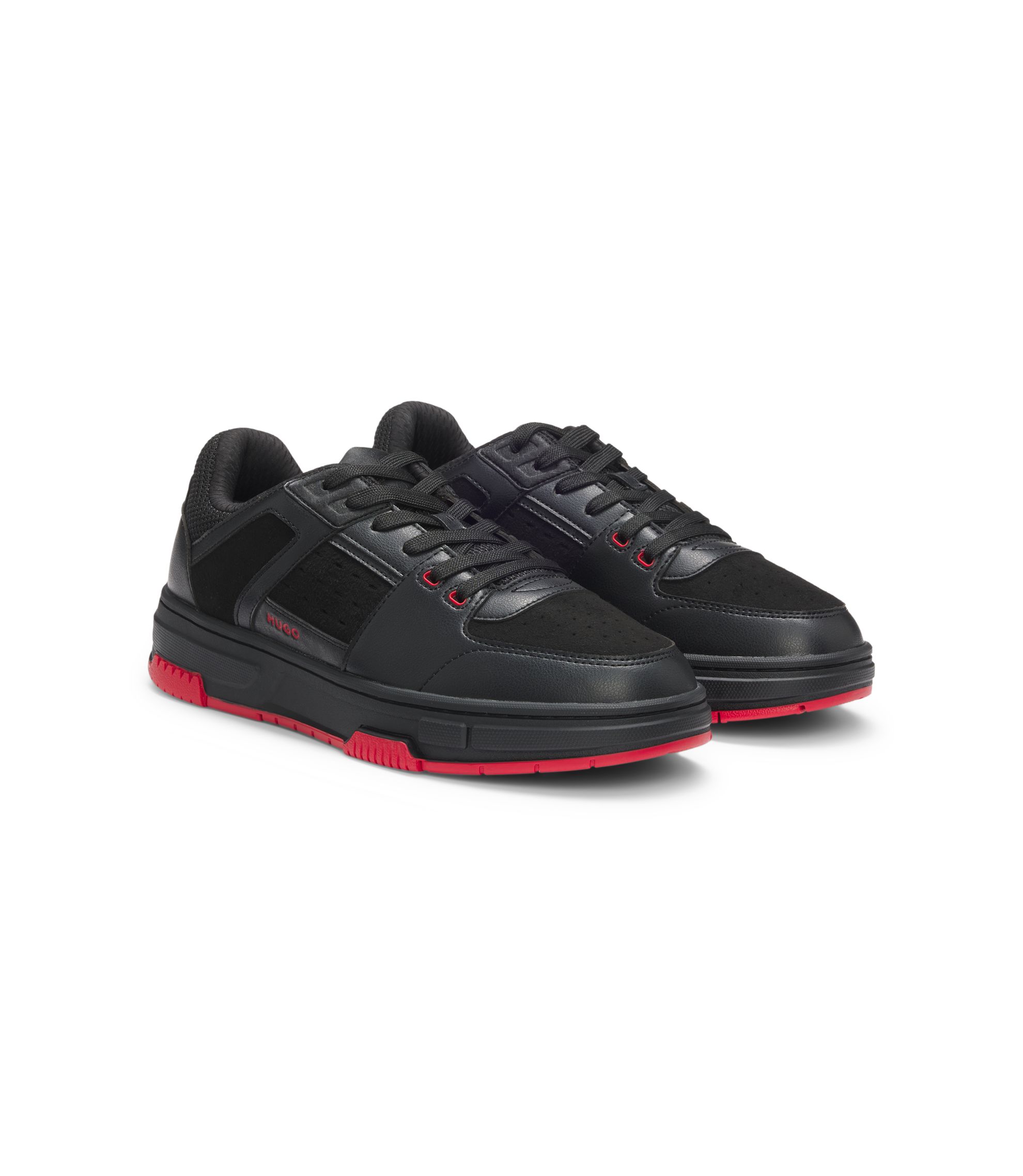HUGO - Trainers with mesh and faux leather - Black