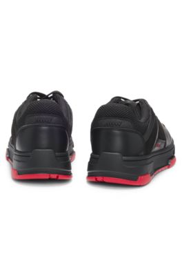 Trainers with mesh and faux leather, Black