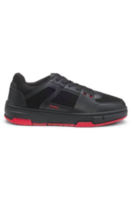 Deportivas de piel sint&eacute;tica y malla, Negro