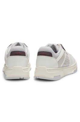 Trainers with mesh and faux leather, White